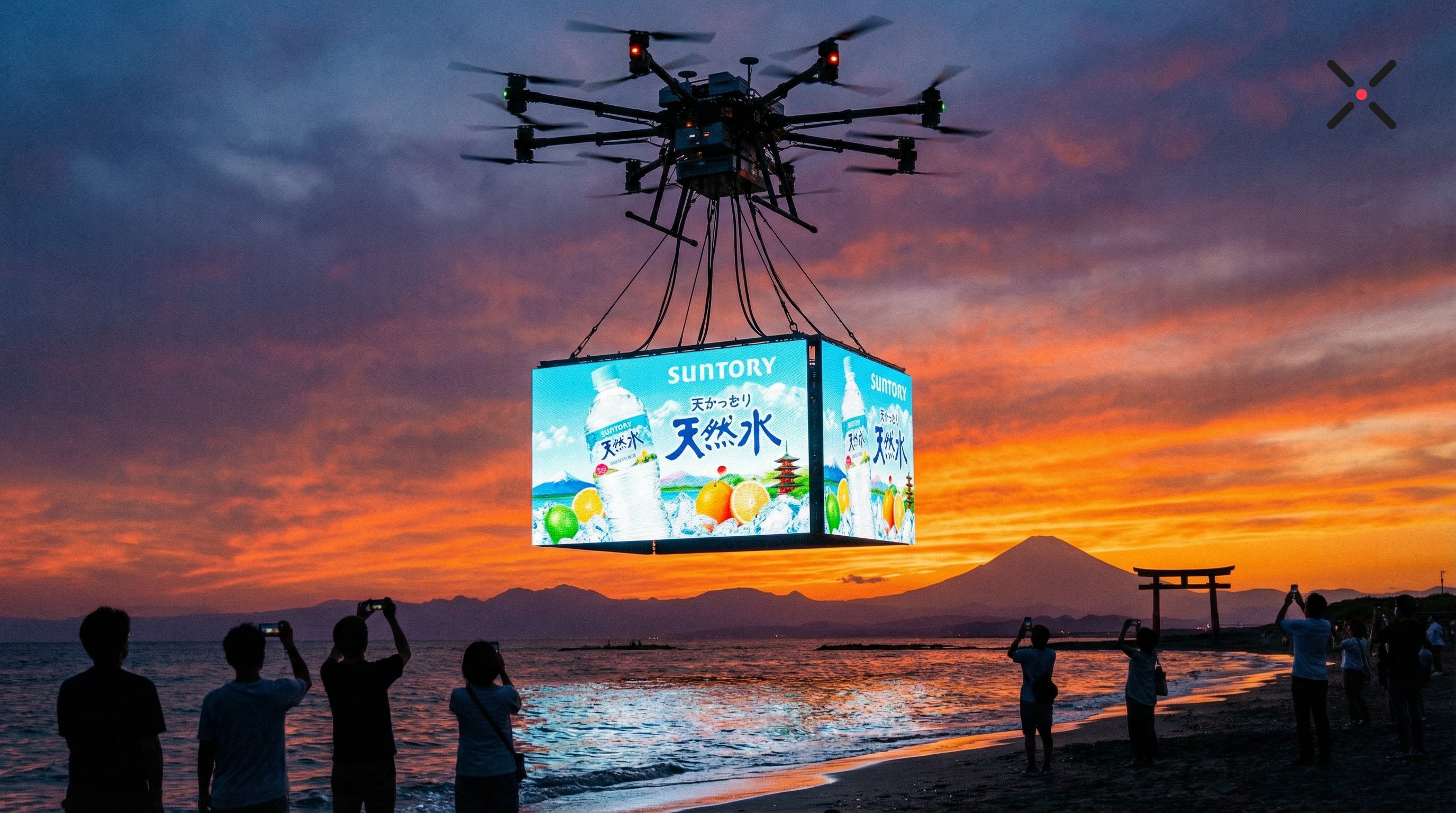 サンセットビーチ×ドローン広告