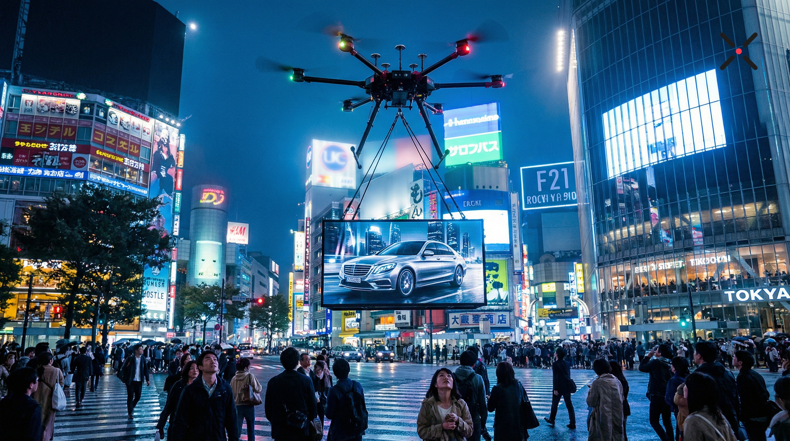 東京夜景×ドローン広告
